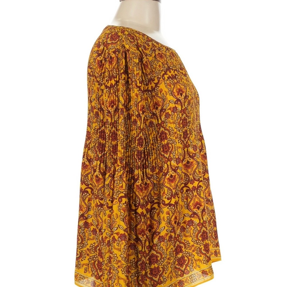 NWT $Max Studio Yellow and Red Patterned Blouse - Picture 4 of 7